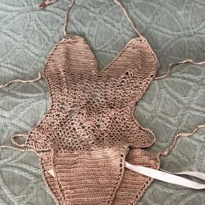 House of CB sheer nude crochet onepiece